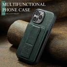 For iPhone 16 Pro Max Fierre Shann Oil Wax Cow Leather Card Holder Back Phone Case(Green) - 2