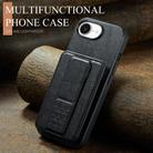 For iPhone 16e Fierre Shann Oil Wax Cow Leather Card Holder Back Phone Case(Black) - 2