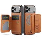 For iPhone 17 Pro Max Fierre Shann Oil Wax Cow Leather Card Holder Back Phone Case(Brown) - 1