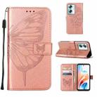 For OPPO A79 5G Embossed Butterfly Leather Phone Case(Rose Gold) - 1