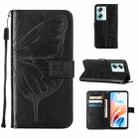 For OPPO A79 5G Embossed Butterfly Leather Phone Case(Black) - 1