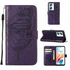 For OPPO A79 5G Embossed Butterfly Leather Phone Case(Dark Purple) - 1