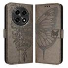 For OPPO A2 Pro 5G / A3 Pro 5G Embossed Butterfly Leather Phone Case(Grey) - 1