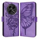 For OPPO A2 Pro 5G / A3 Pro 5G Embossed Butterfly Leather Phone Case(Light Purple) - 1