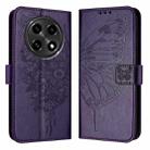 For OPPO A2 Pro 5G / A3 Pro China Embossed Butterfly Leather Phone Case(Dark Purple) - 1