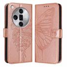 For OPPO Find X7 Ultra Embossed Butterfly Leather Phone Case(Rose Gold) - 1