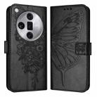 For OPPO Find X7 Ultra Embossed Butterfly Leather Phone Case(Black) - 1