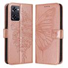 For OPPO Reno9 A JP Version Embossed Butterfly Leather Phone Case(Rose Gold) - 1