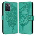 For OPPO Reno9 A JP Version Embossed Butterfly Leather Phone Case(Green) - 1