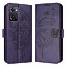 For OPPO Reno9 A JP Version Embossed Butterfly Leather Phone Case(Dark Purple) - 1