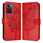 For OPPO Reno9 A JP Version Embossed Butterfly Leather Phone Case(Red) - 1