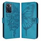 For OPPO Reno9 A JP Version Embossed Butterfly Leather Phone Case(Blue) - 1