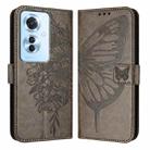 For OPPO F25 Pro 5G India Embossed Butterfly Leather Phone Case(Grey) - 1
