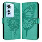 For OPPO F25 Pro 5G India Embossed Butterfly Leather Phone Case(Green) - 1