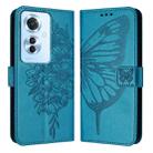 For OPPO F25 Pro 5G India Embossed Butterfly Leather Phone Case(Blue) - 1