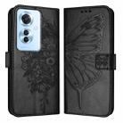 For OPPO Reno 11F 5G Global Embossed Butterfly Leather Phone Case(Black) - 1