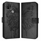 For OPPO A15 / A15s / A35 2021 Embossed Butterfly Leather Phone Case(Black) - 1