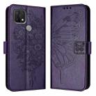 For OPPO A15 / A15s / A35 2021 Embossed Butterfly Leather Phone Case(Dark Purple) - 1