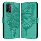 For OPPO A36 4G/A76 4G/A96 4G/K10 4G Embossed Butterfly Leather Phone Case(Green) - 1