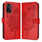 For OPPO A36 4G/A76 4G/A96 4G/K10 4G Embossed Butterfly Leather Phone Case(Red) - 1