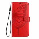 For OPPO A36 4G/A76 4G/A96 4G/K10 4G Embossed Butterfly Leather Phone Case(Red) - 2