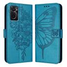 For OPPO A36 4G/A76 4G/A96 4G/K10 4G Embossed Butterfly Leather Phone Case(Blue) - 1