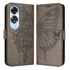 For OPPO A60 4G Global Embossed Butterfly Leather Phone Case(Grey) - 1