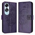 For OPPO A60 4G Global Embossed Butterfly Leather Phone Case(Dark Purple) - 1