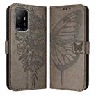 For OPPO A74 4G / F19 / F19s Embossed Butterfly Leather Phone Case(Grey) - 1