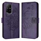 For OPPO A74 4G / F19 / F19s Embossed Butterfly Leather Phone Case(Dark Purple) - 1