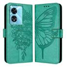 For OPPO A77 5G / A97 5G Embossed Butterfly Leather Phone Case(Green) - 1