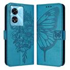 For OPPO A77 5G / A97 5G Embossed Butterfly Leather Phone Case(Blue) - 1