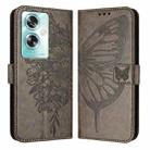 For OPPO A79 5G Global Embossed Butterfly Leather Phone Case(Grey) - 1