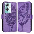 For OPPO A79 5G Global Embossed Butterfly Leather Phone Case(Light Purple) - 1