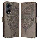 For OPPO A98 5G / F23 5G India Embossed Butterfly Leather Phone Case(Grey) - 1
