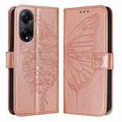 For OPPO A98 5G / F23 5G India Embossed Butterfly Leather Phone Case(Rose Gold) - 1