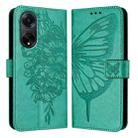 For OPPO A98 5G / F23 5G India Embossed Butterfly Leather Phone Case(Green) - 1