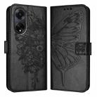 For OPPO A98 5G / F23 5G India Embossed Butterfly Leather Phone Case(Black) - 1