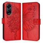 For OPPO A98 5G / F23 5G India Embossed Butterfly Leather Phone Case(Red) - 1