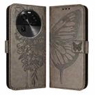 For OPPO Find X6 Embossed Butterfly Leather Phone Case(Grey) - 1