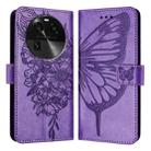 For OPPO Find X6 Embossed Butterfly Leather Phone Case(Light Purple) - 1