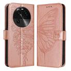 For OPPO Find X6 Embossed Butterfly Leather Phone Case(Rose Gold) - 1