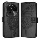 For OPPO Find X6 Embossed Butterfly Leather Phone Case(Black) - 1