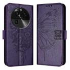 For OPPO Find X6 Embossed Butterfly Leather Phone Case(Dark Purple) - 1