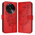 For OPPO Find X6 Embossed Butterfly Leather Phone Case(Red) - 1