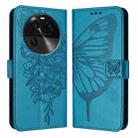 For OPPO Find X6 Pro Embossed Butterfly Leather Phone Case(Blue) - 1