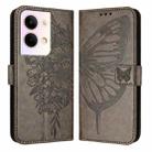 For OPPO Reno9 5G / Reno9 Pro 5G Embossed Butterfly Leather Phone Case(Grey) - 1