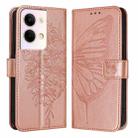 For OPPO Reno9 5G / Reno9 Pro 5G Embossed Butterfly Leather Phone Case(Rose Gold) - 1
