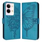 For OPPO Reno9 5G / Reno9 Pro 5G Embossed Butterfly Leather Phone Case(Blue) - 1