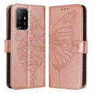 For OPPO A95 4G Global / Reno6 Lite Embossed Butterfly Leather Phone Case(Rose Gold) - 1